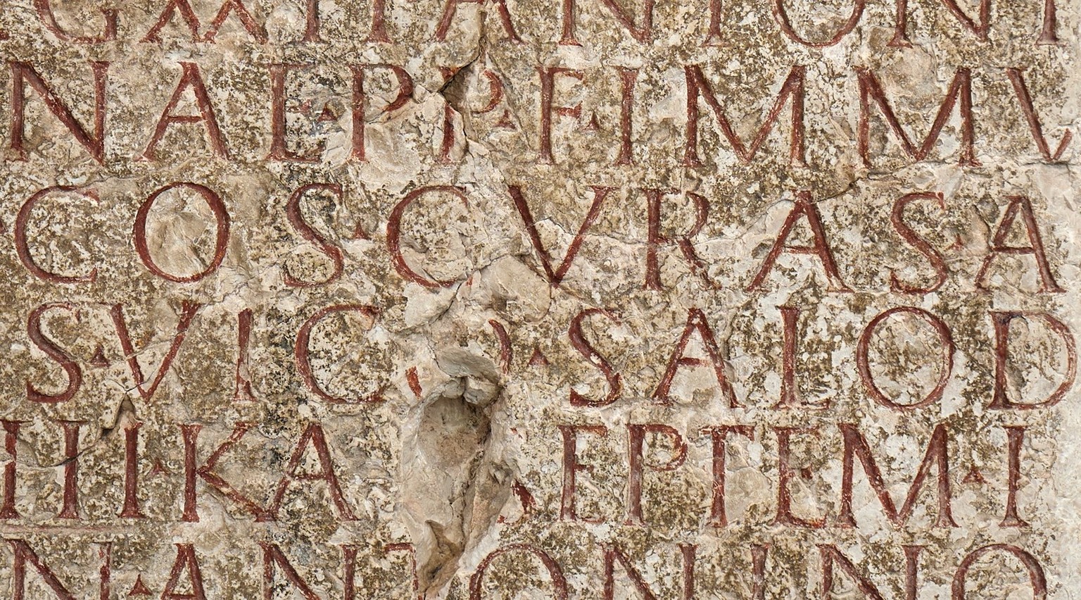 Détail d’une inscription latine sur un ancien autel en l’honneur de la déesse cavalière celtique Epona. On y trouve également la première mention écrite du vicus romain de Salodurum (Soleure).
https:/ ...